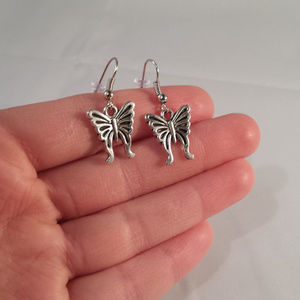 Silver Butterfly Earrings Hypoallergenic Hooks!